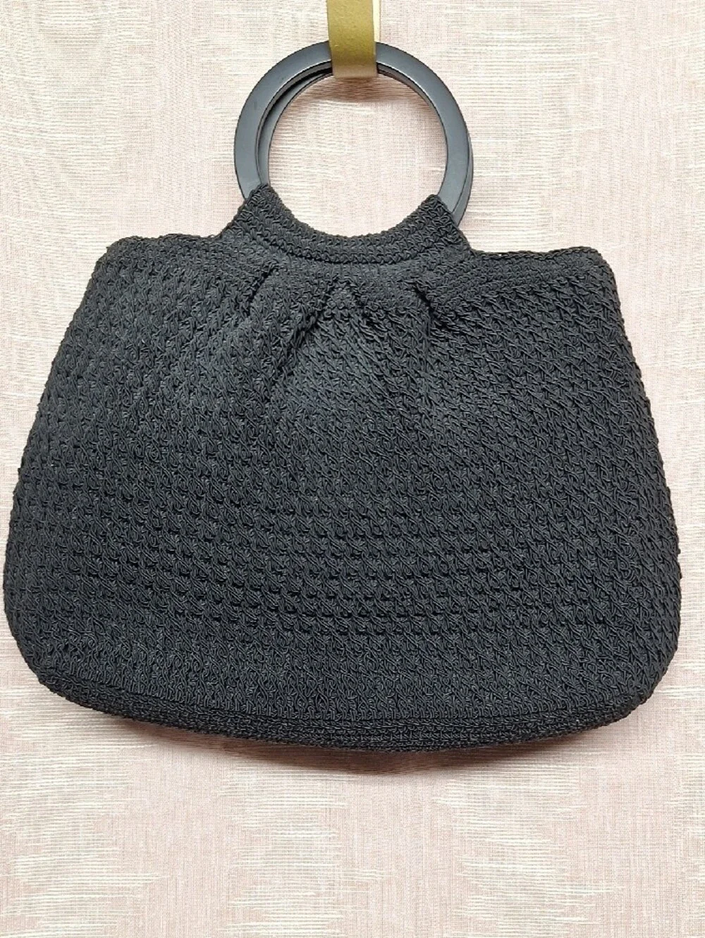 Liz Claiborne Black Crochet Tote with Round Handles